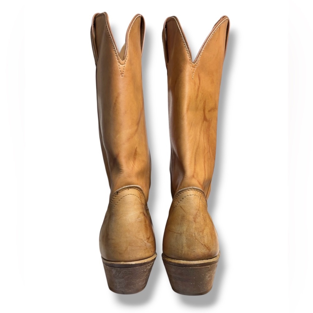 LAREDO Tan Western Cowboy Boots Burnished Toe Size 9 Style 5609 VINTAGE - Picture 4 of 8